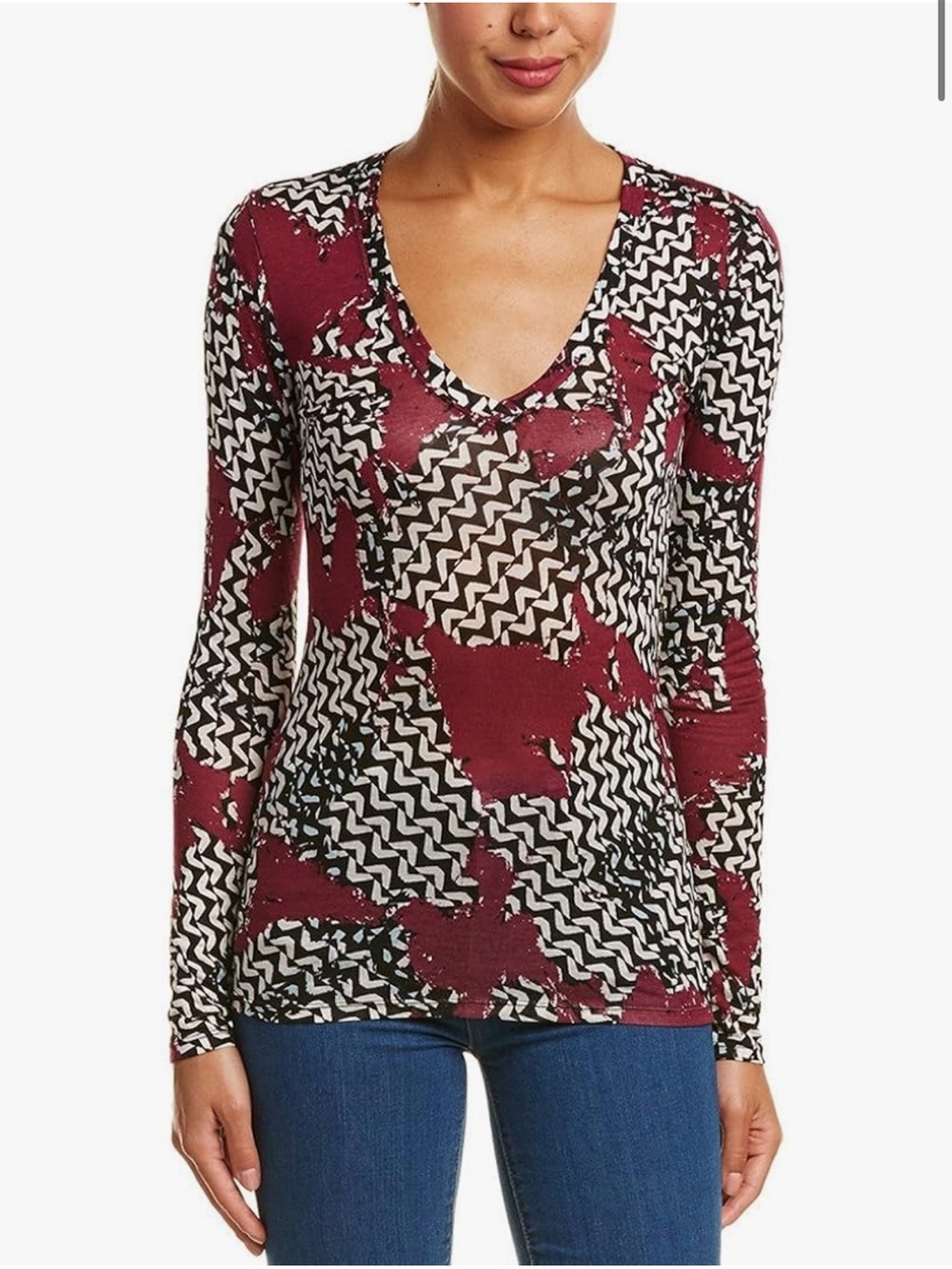 BCBGMAXAZRIA New With Tags Women's Jann Knit Top Long Sleeve Shirt XS Blouse